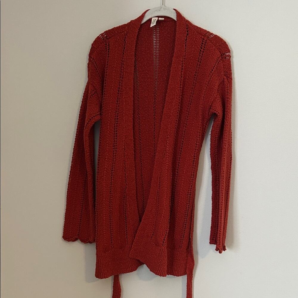 Meadow Rue by Anthropologie Women's Red Open-Front Sweater